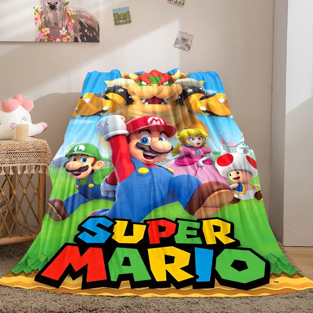 Super Mario Print Blanket Warm Comfortable Flannel Cover For Bedrooms, Sofas, Beds, Chairs LXR92