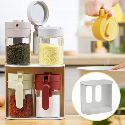 Household Kitchen Moisture-Proof Seasoning Jar Salt Container 2 In 1 Glass Spice Bottle Spoon Separation Glass Seasoning Can
