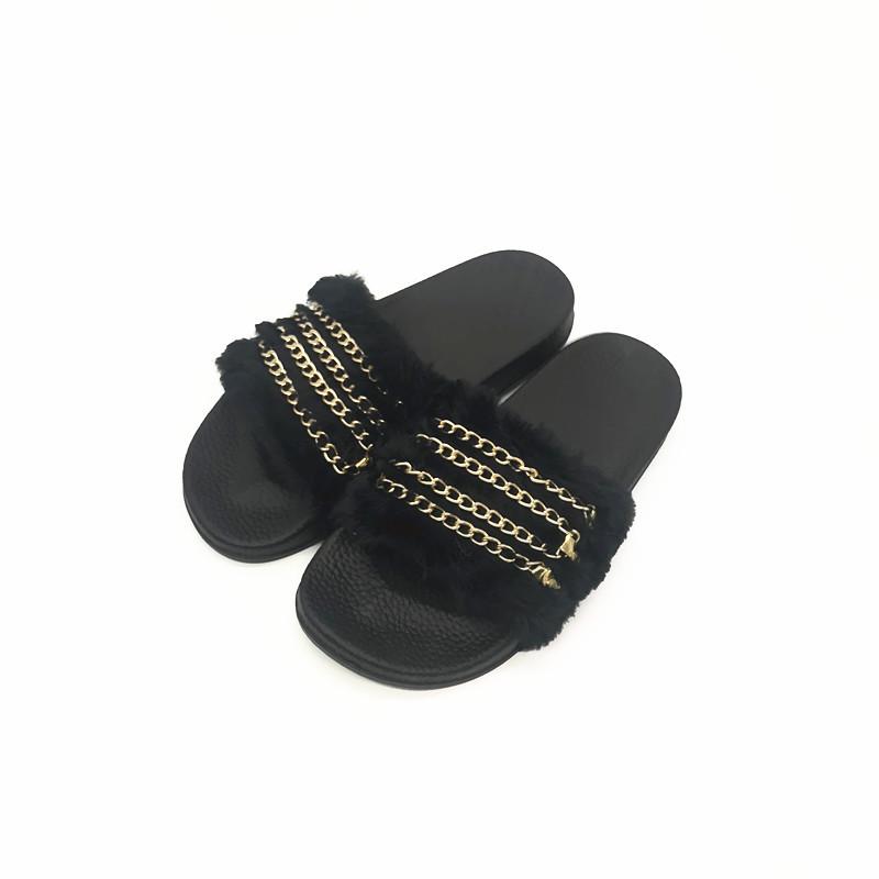 Summer Sandals Flat Casual Slippers Cross Chain Sandals Female Wool Platform Flip Flops Slippers Sandals