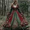 New Women's Autumn Dress Long Sleeve Halloween Dress V-Neck Splicing