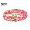 Lightweight Daily Wear Jewelry 5Pcs Beaded Bracelet Stack for Women Teenage Girls, Tiny Gift Ideas Best Friends Beads Bracelets, Elastic Stretch Boho