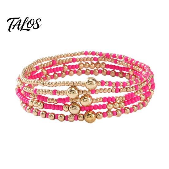 Lightweight Daily Wear Jewelry 5Pcs Beaded Bracelet Stack for Women Teenage Girls, Tiny Gift Ideas Best Friends Beads Bracelets, Elastic Stretch Boho