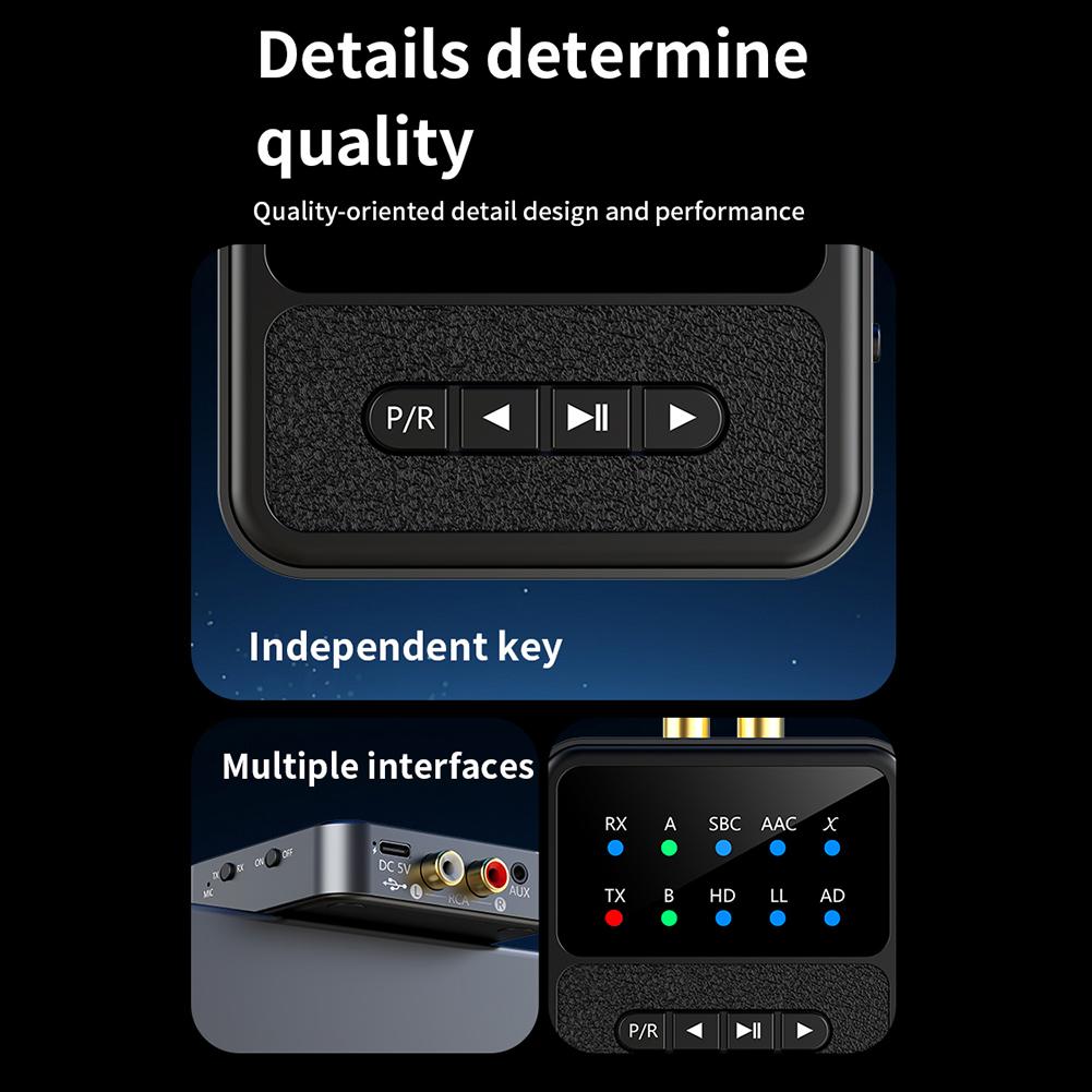Bluetooth-Compatible 5.4 Adapter LED Display Wireless Audio Transmitter Wireless BT Receiver for Home Stereo/Speakers