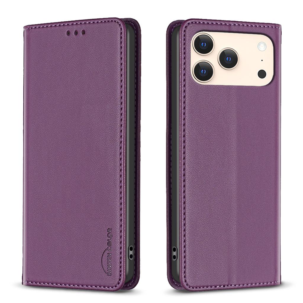 For iPhone 17 Pro Leather Case BINFEN COLOR BF18 Phone Stand Cover with Card Slots