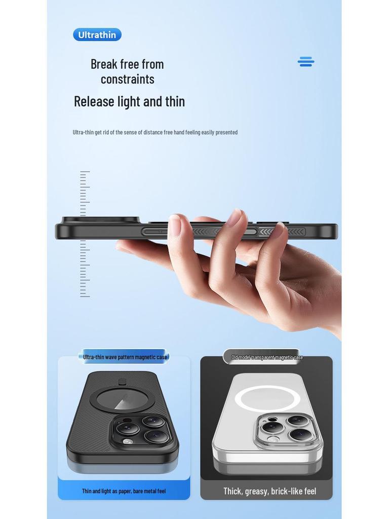 Compatible Magnetic Phone Case for iPhone 16, 16 Pro Max, 15 Pro, 14, 13 - Transparent and Simple Design.
