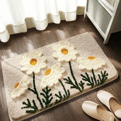 Tapis de sol de salle de bain floral frais minimaliste moderne Tapis de sol doux durable antidérapant absorbant 30*50cm Tapis Porte de salle de bain
