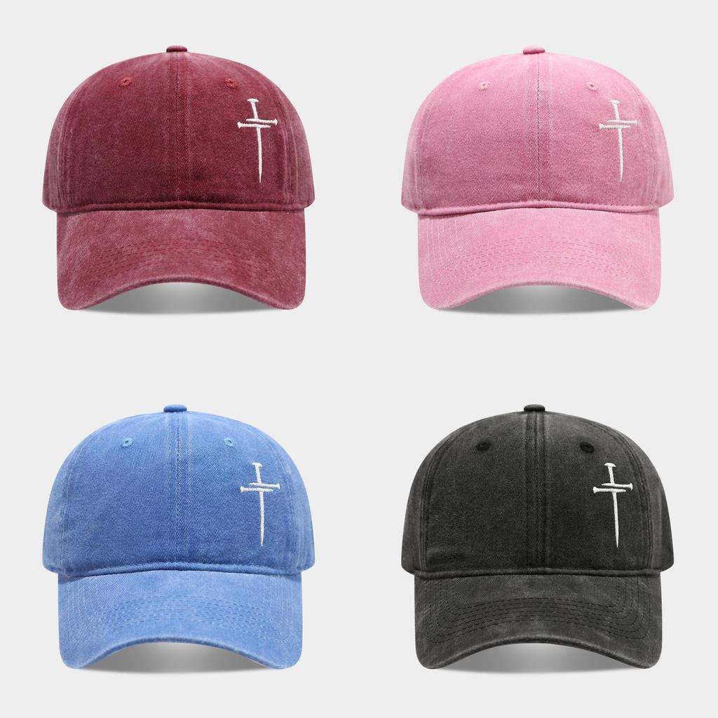 Streetwear Baseball Cap With Cross Stud Embroidery For Casual Men Women
