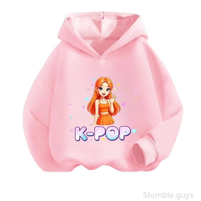 High Quality Kpop Printed Hoodie Boys Girls Spring Autumn Anime Long Sleeve Hooded Sweatshirt Durable Casual Outerwear