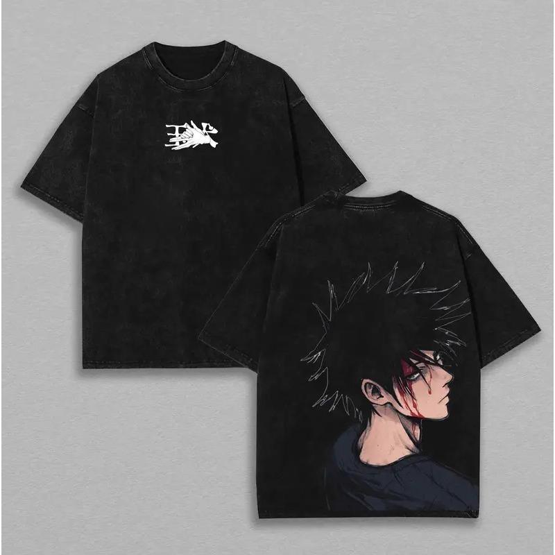 Hot Anime Jujutsu Kaisen Fushiguro Megumi Graphic Tee Men Women Clothing Washed Cotton Tshirt Casual T-shirt Harajuku T Shirt