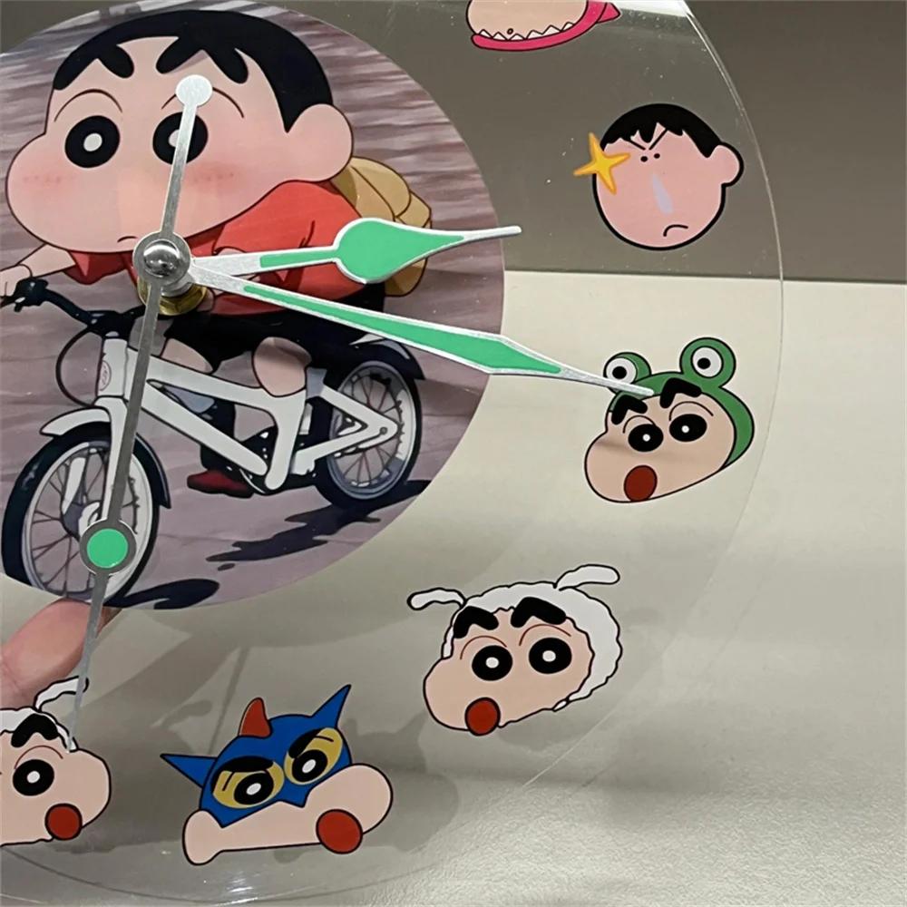 New Kawaii Anime Crayon Shin-Chan Acrylic Clock Cute Creative Simple Desktop Wall Hanging Clocks Best Beauty Gifts