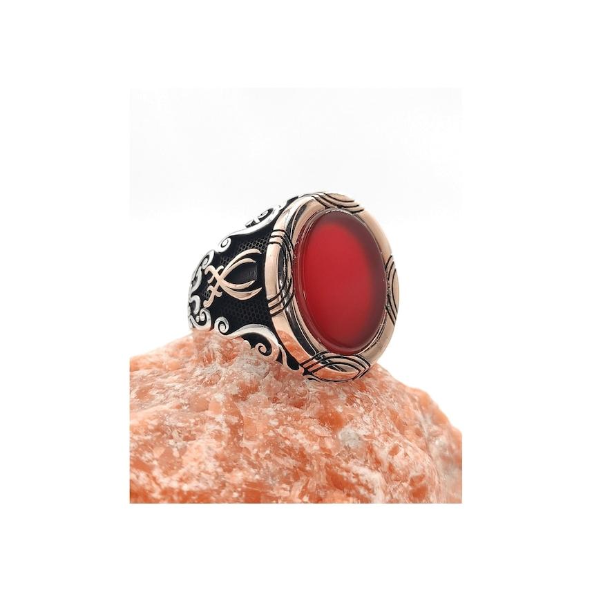 

Серебряное мужское кольцо с агатовым камнем Zülfikar Figured (499826536)