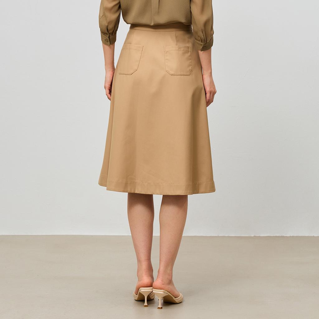 High waist slimming design half skirt for women, 2026 summer commuting slimming mid length A-line skirt