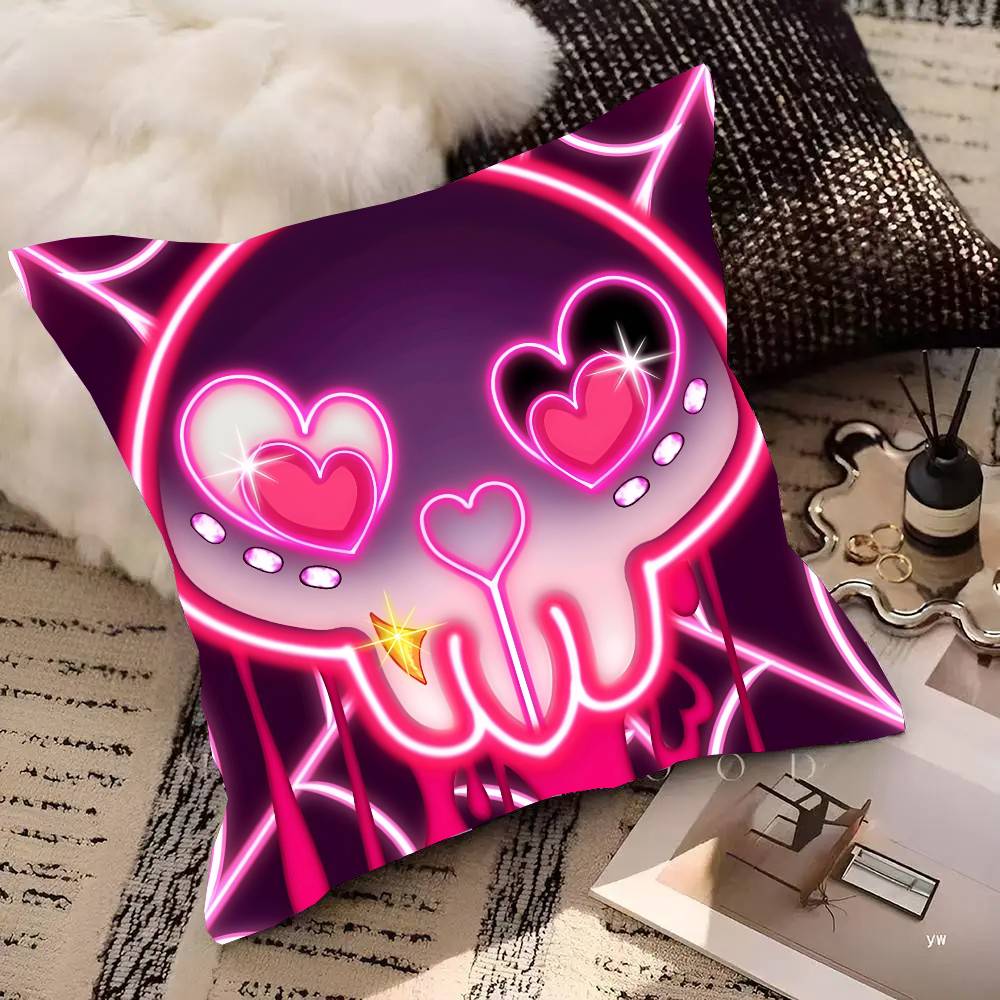 Winkelstaub H-Hazbin Hotel Anime Kissenbezug Quadratisches Kissen Schlafzimmer Sofa Freizeit Komfort Kissen Auto Heimdekoration