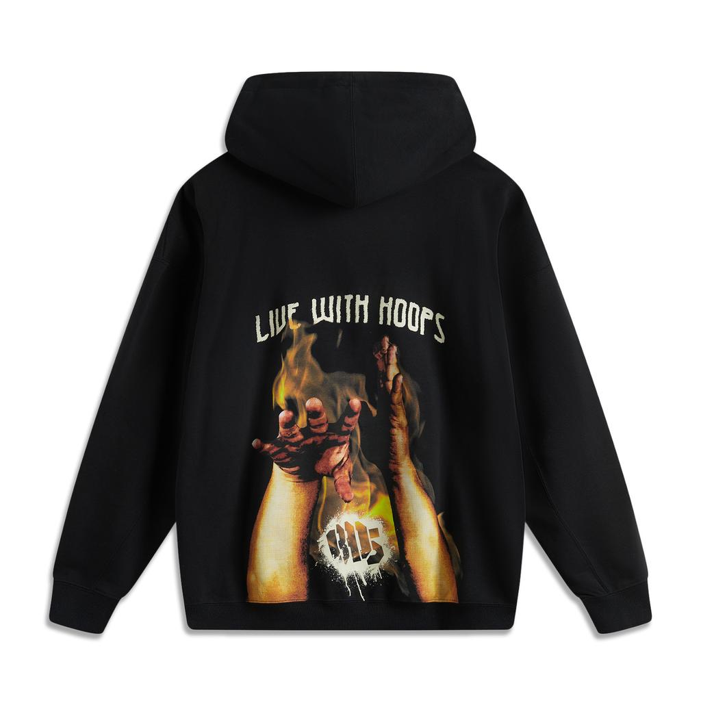 Li Ning Anti-Five Series Casual Comfortable Versatile Hooded Pullover Sweatshirt Men Sweatshirt Black AWDUA21-4