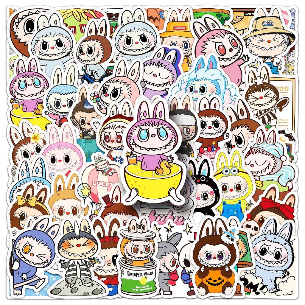 50 Sheets Cute Labubu Elf Team Waterproof Cartoon Journal Stickers