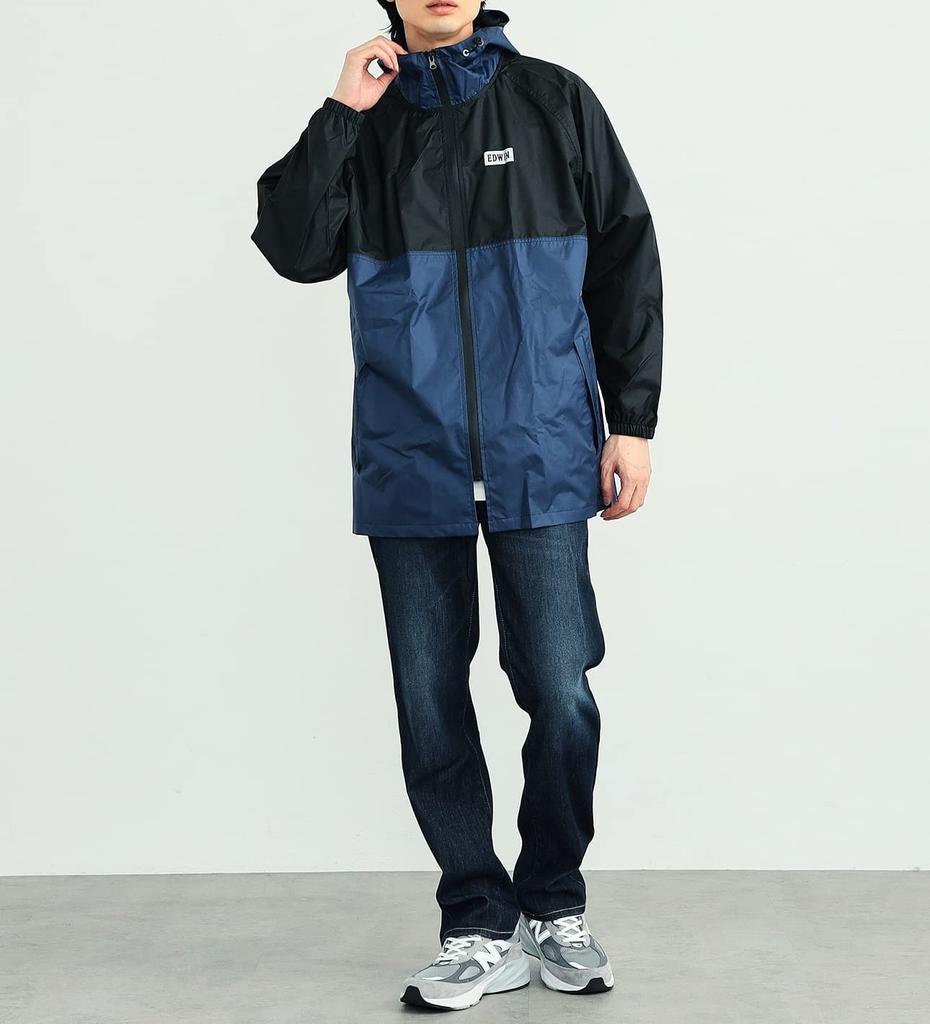 EDWIN Rain Rain L Raincoat, Parka, Gear, Waterproof, Men's, Navy,
