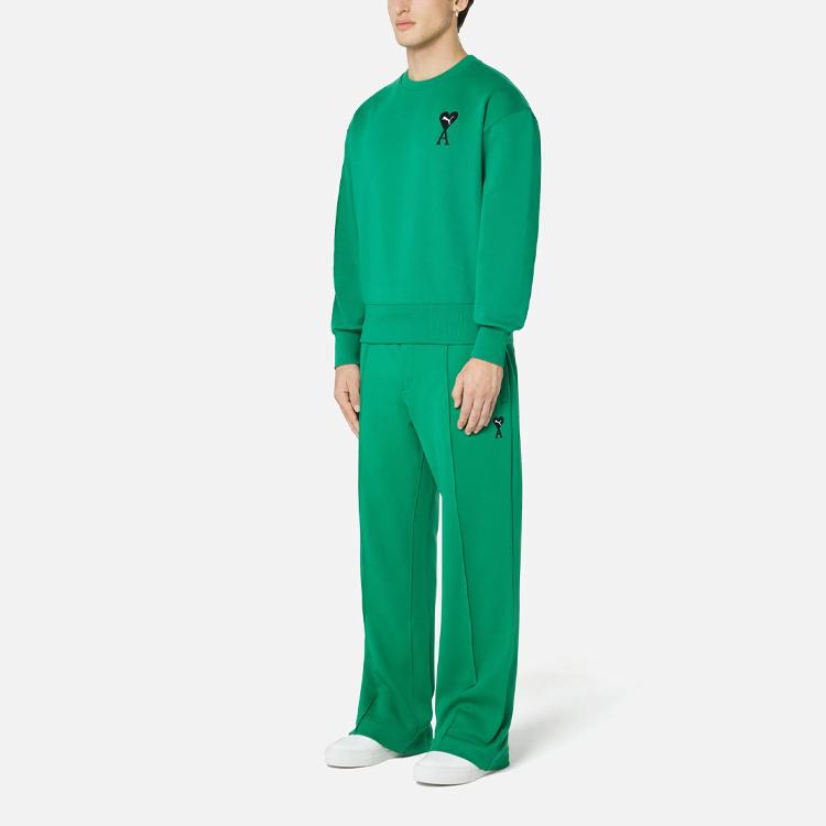 Puma X AMI AMIPARIS Collaboration Series Heart Logo Solid Crew Neck Sweatshirt Men Tops Mint-Green 534111-96