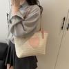 Bag women's bag 2025 new Korean version, simple small bag, love straw woven bucket bag, tote bag