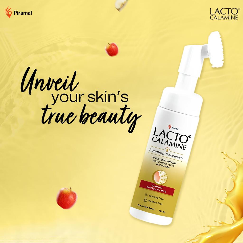 Lacto Calamine Apple Cider Vinegar Foaming Face Wash 150ml Pack of 1 For Bright Glowing Skin