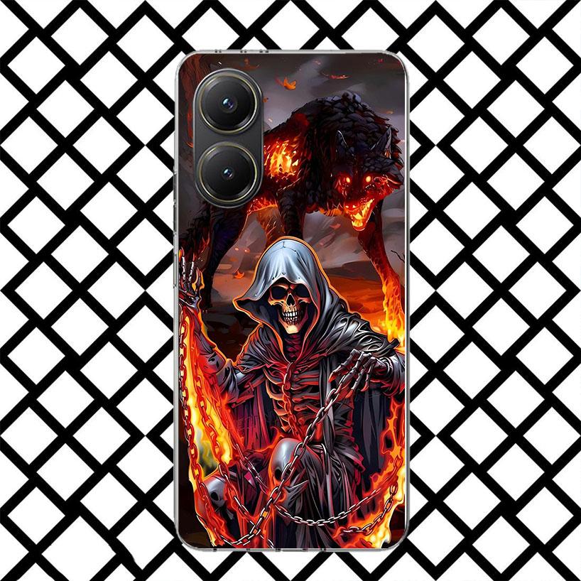 Death Grim Reaper Skull Scythe Phone Case for Xiaomi Poco F7 Ultra X7 X6 X5 Pro X4 Gt M8 M7 Redmi 15 15C 13 13C 12 12C Soft Cove