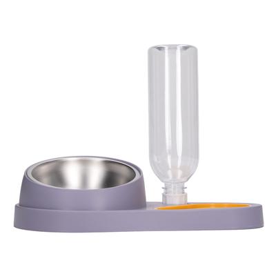 Cat Water Food Bowl Automatic Water Filling 16 Degree Tilt Stainless Steel Double Pet Bowl Set