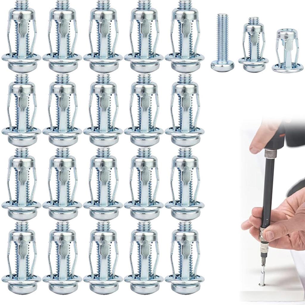 20 Stück Spreizmutter mit Schraube Blütenblattförmige Niete Mutter Metallmutter Bolzen Hohlblech Kunststoffplatte Möbelbeschläge