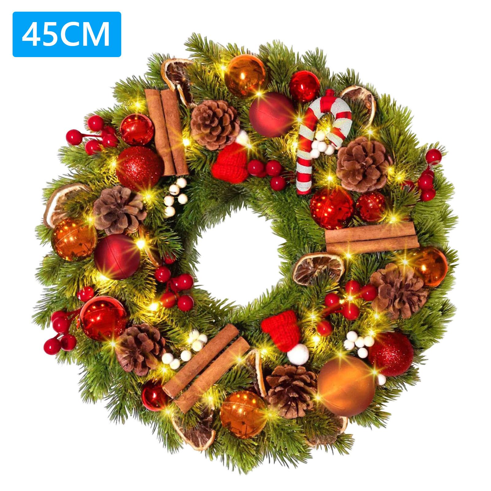 

LED Christmas Wreath with PineCones Christmas Ornaments Garland Timing Hanging Pine Decor Garland for Shopping Mall Decorations
