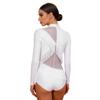 Damen Latein Tanz Jumpsuit Strasssteine Langarm Reißverschluss Hinten Fransen Leotard