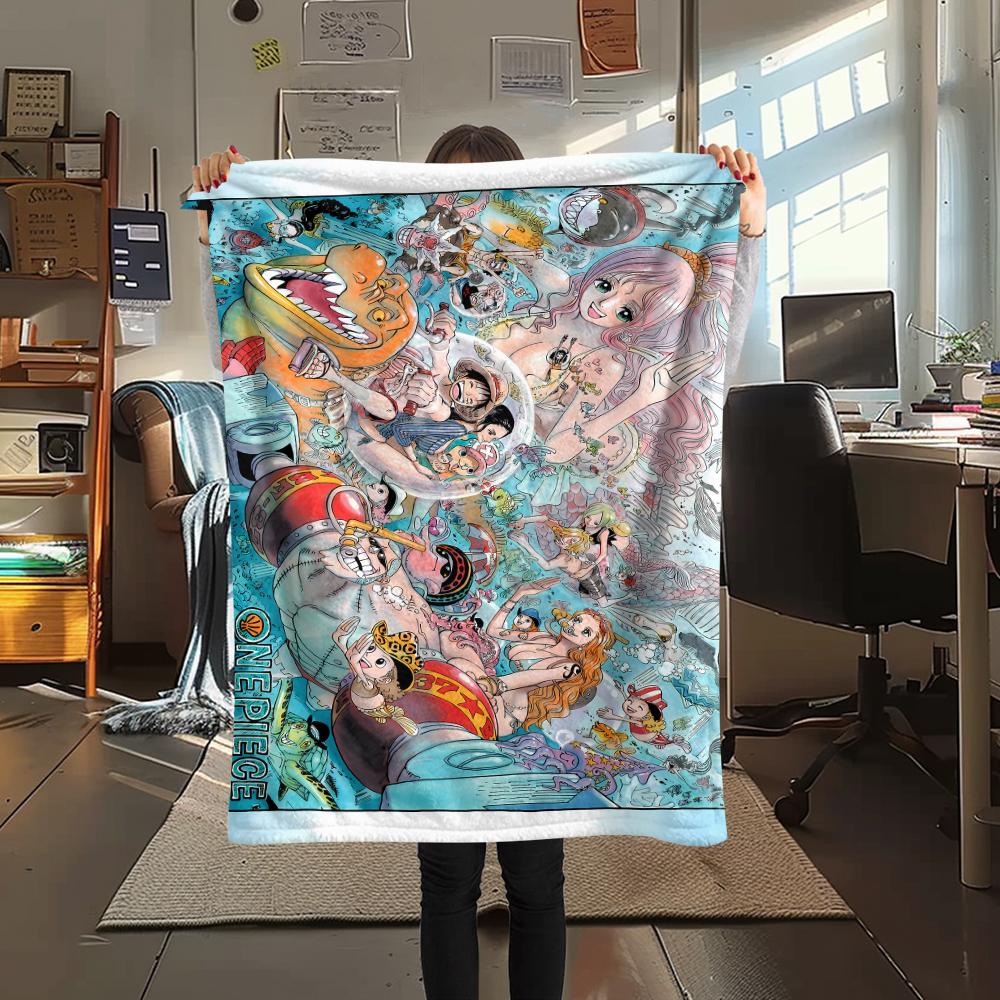 Coperta in Flanella con Stampa Personaggio One Piece, Alta qualità Confortevole per Tutte le Stagioni, Arredamento per la Casa, Calore e Comfort, Perfetta per Regali di Natale