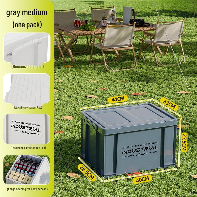 Large Capacity Outdoor Camping Storage Box with Lid - Thick Plastic Car Trunk Organizer