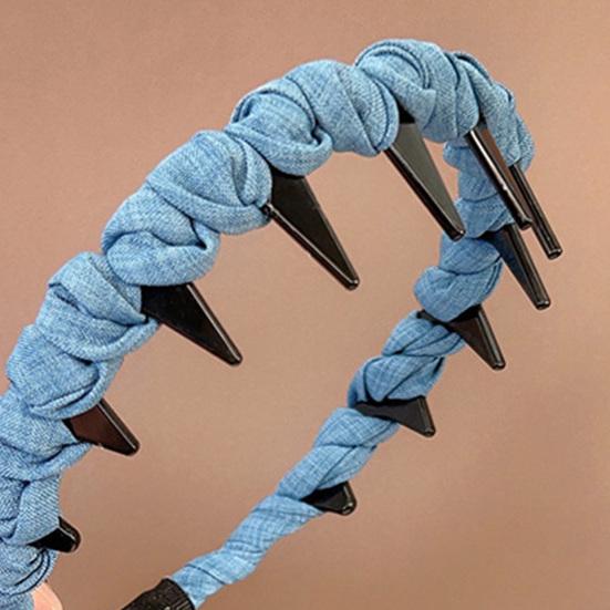 Cerchietto per Capelli con Fiocco in Denim e Pettine Antiscivolo Fissacapelli Spezzati