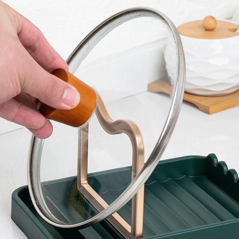 Lingură de odihnă cu capac de oală suport suport bucătărie blat organizator ustensile spatulă depozitare raft masă de sufragerie