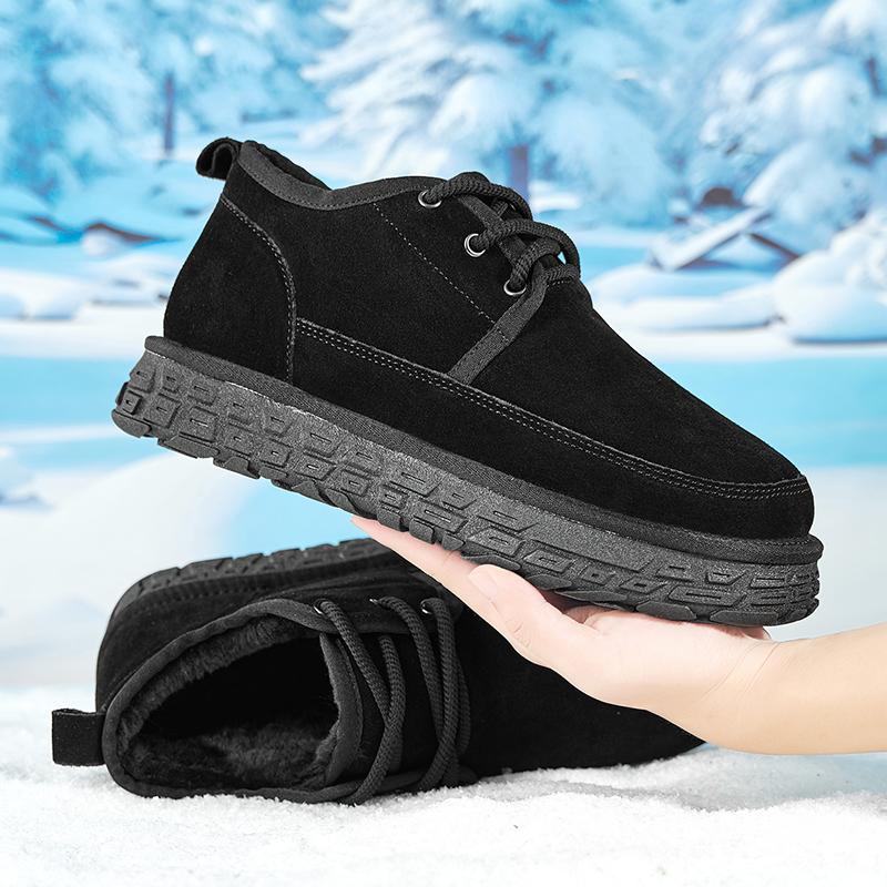 Mens Fashion Genuine Leather Short Boots Classic Men's Casual Suede Snow Boot Comfy Non-Slip Keep Warm Footwear Man Winter Boots