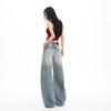 Spring Summer Vintage Wash Small Saber Lazy Floor Relaxed Denim Pants For Ladies Casual Pants Oversize Denim Trousers