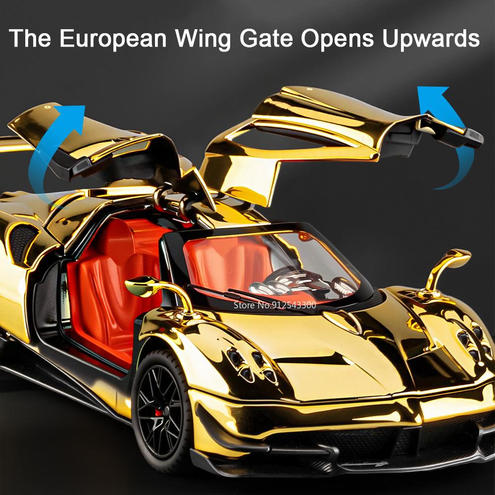 1:24 Scale Pagani Huayra BC Zonda HP Car Toy Model Metal Diecast Miniature Light Music Vehicles Models Hobby Ornaments Gifts
