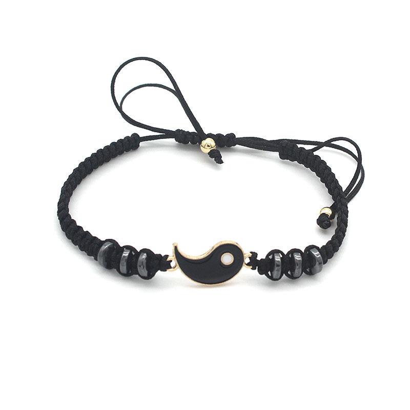 Tai Chi Dragon Totem Alloy Bracelet & Necklace Set - Handmade Braided Design
