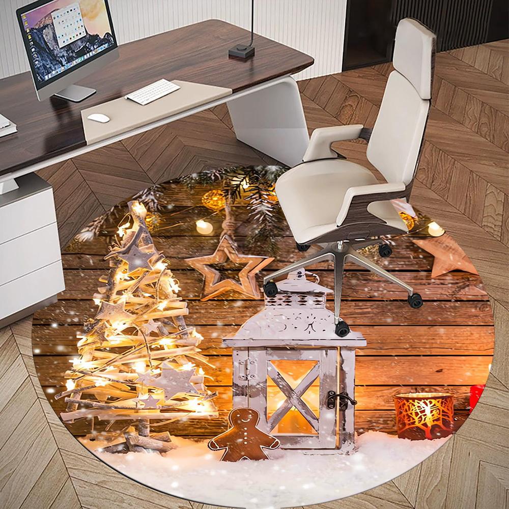 1pc Christmas decorations Round Chair mat Area Rug - Non-Slip, Floor Mat for Office, Bedroom, home decor Christmas Gift p0811191