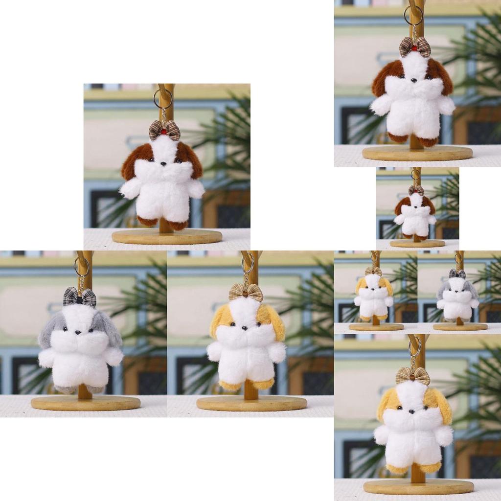 Plush Dog Charm Toy With Cartoon Bow For Wedding Decor And Gift Use