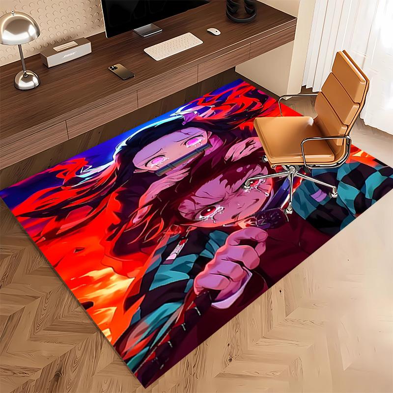 1pc Demon Slayer Print Area Rug - Soft, Washable Non-Slip Indoor Mat, Living Room, Home Office Decorative Rug,Office Decorative