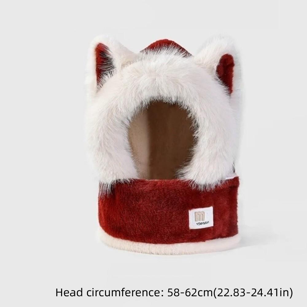 keep warm Women's Scarf Hat Thick Fluffy Hat Scarf Cute Ear Protection Hat Winter