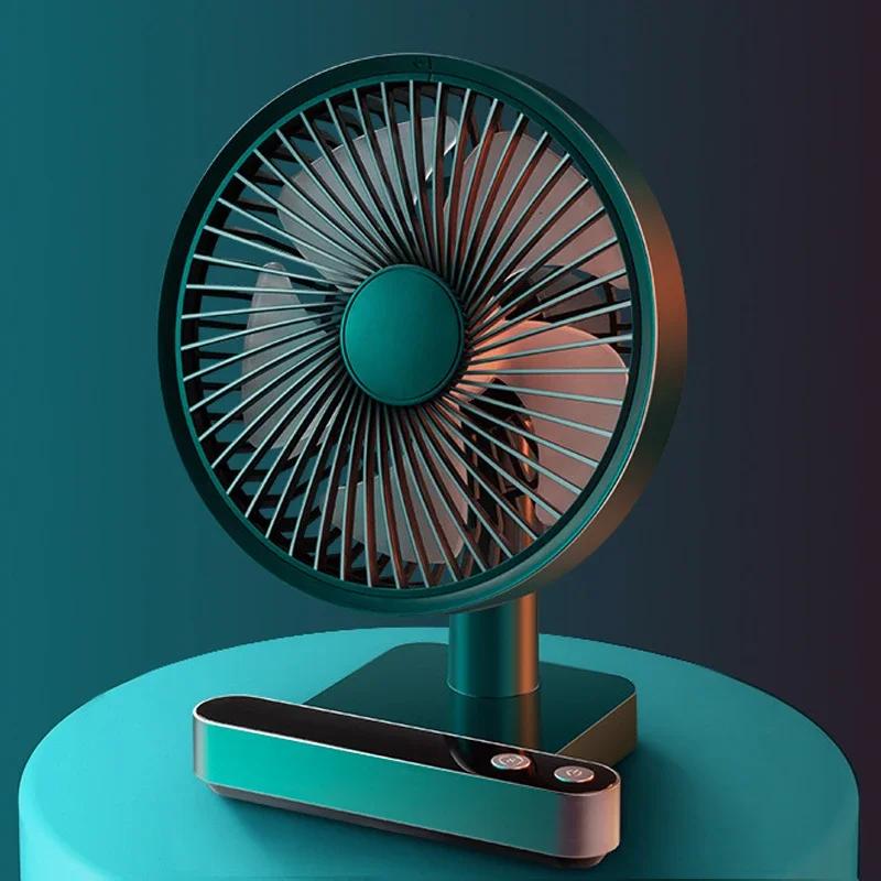 5000mAh 4 Speed Settings USB Rechargeable Oscillating Desk Fan Mini Table Cooling Fan Adjustable Head Home Office Personal Fan