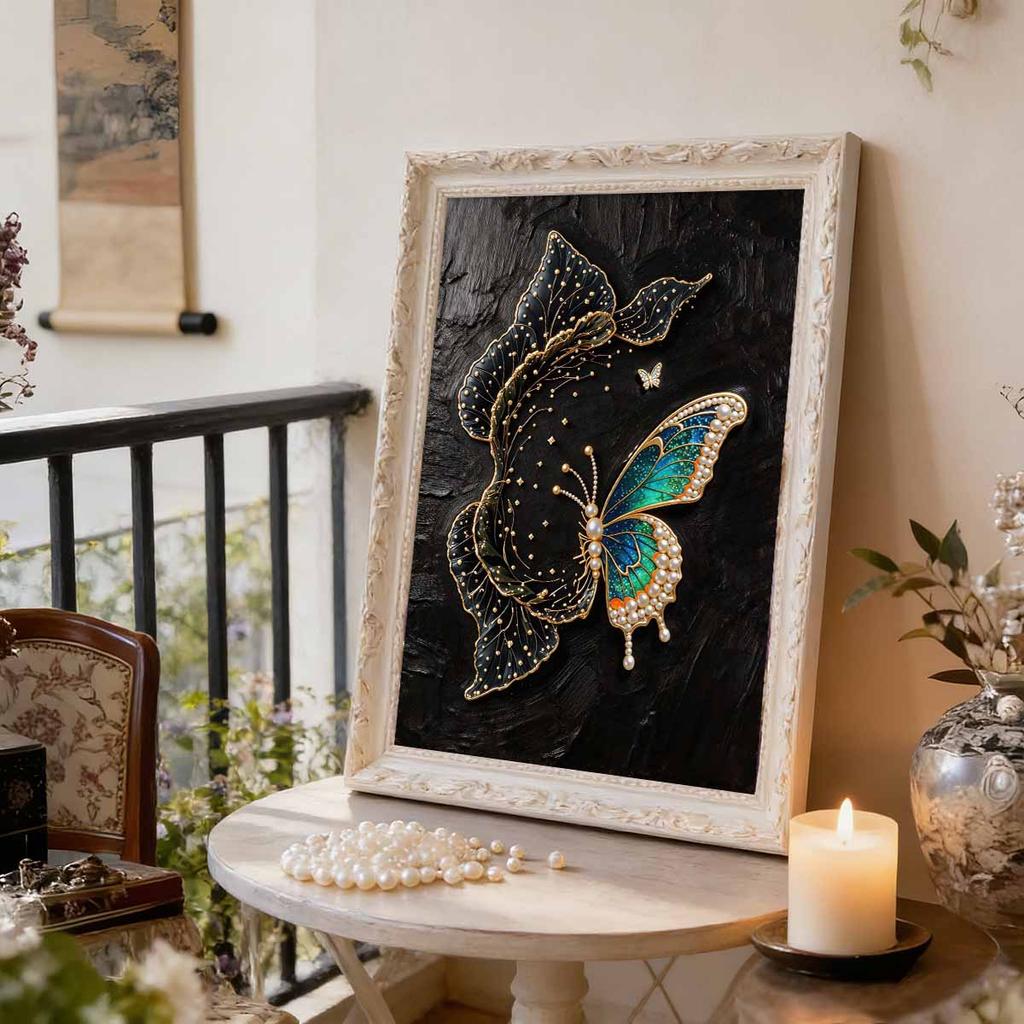 Pearl DIY Butterfly Art Kits 15.7x19.6inch Gem Art Pearl Painting Kits Without Frame for Adults Gift Idea Home Wall Decor