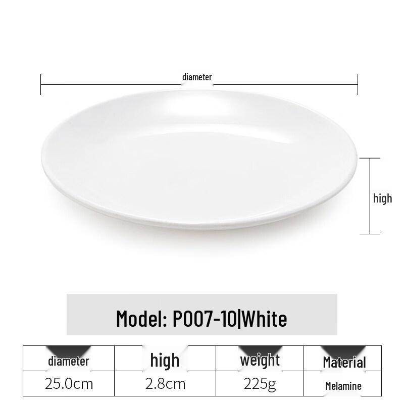 Yi Pan 10-inch Melamine Shallow Round Serving Plates - 5 Pack 10 inch