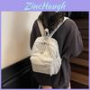Solid Color Stripes Corduroy Small Backpack For School Travel Students With Zipper Closure