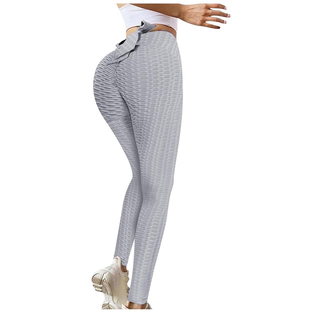Cross-Waist Jacquard High-Waisted Butt-Lifting Yoga Pants