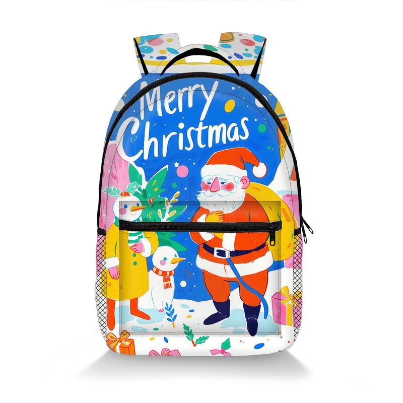 Père Noël Classique Joyeux Noël Sac à dos pour étudiant Cahiers Sacs à dos Impression 3D Oxford Imperméable Sacs à dos de voyage pour Garçons/Filles
