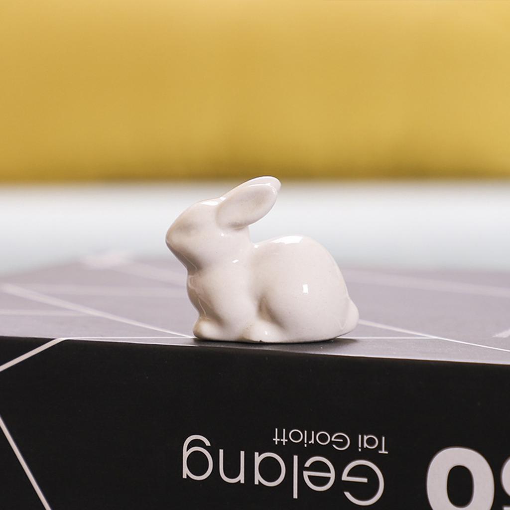 Iepurași din ceramică albă, raft pentru cărți de masă, decorațiuni de Paște, ornament microlandscape iepuraș pentru grădină, meșteșugurile de decor în curte