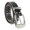 Bling Bling Sparkling Rhinestone Studded Western Metal Black [Lamerry] Belt, Belt, Buckle, 115cm, Men's & Women's,