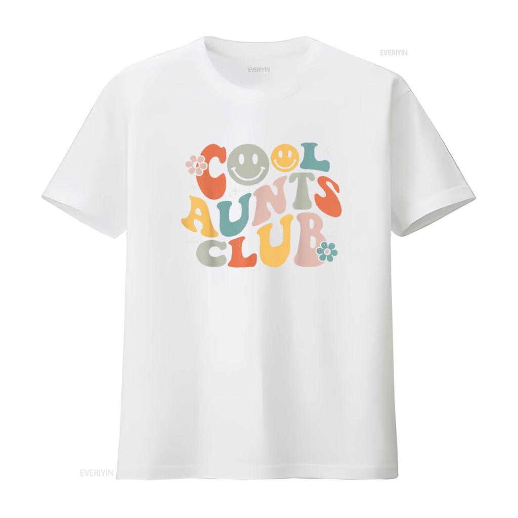 Cool Aunts Club Groovy Retro Smile Aunt Auntie Mother s Day T Shirt Black vintage Washed Top For Everyday Wear Versatile Casual