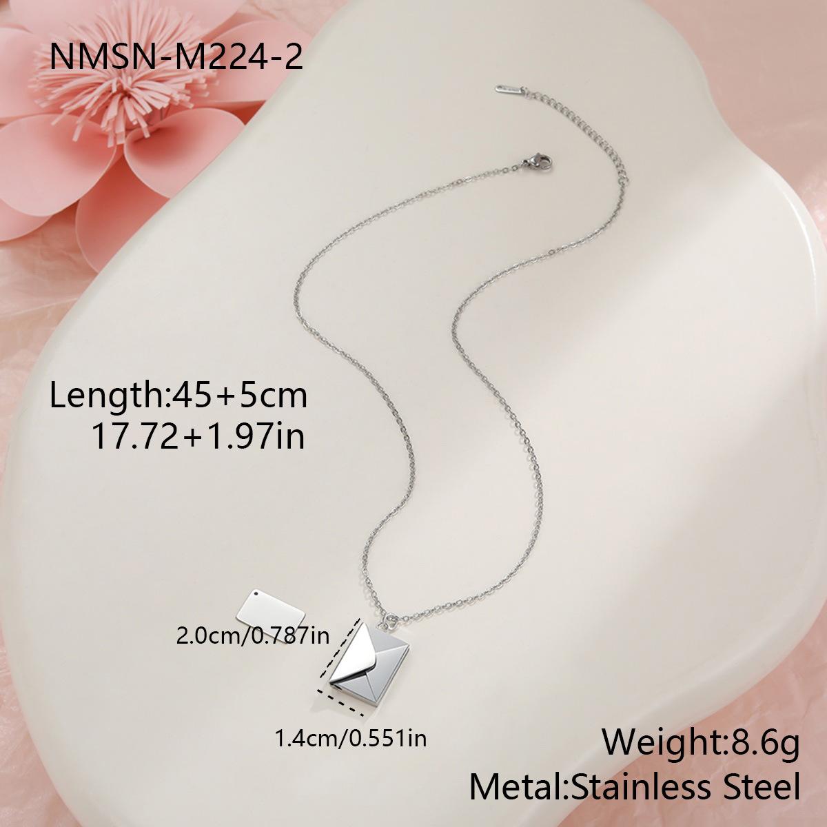 Valentine s Day gift, love envelope, 18k gold, stainless steel necklace, diamond studded necklace 18K